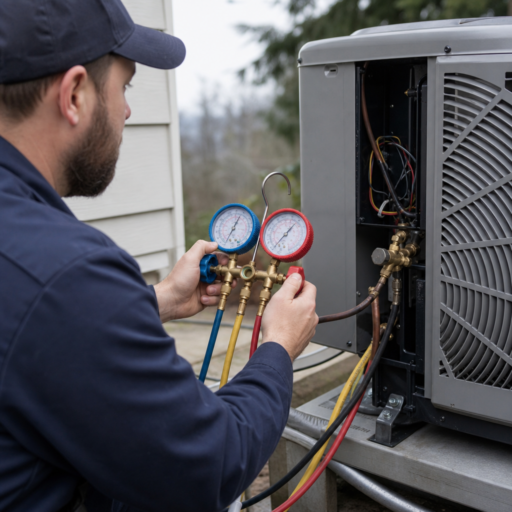 Heat pump refrigerant charging and commissioning Burnaby